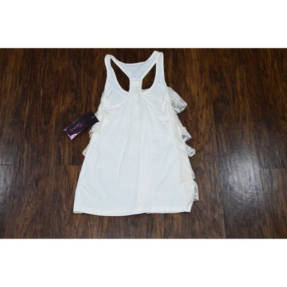 Almost Famous White Lace Tiered Ruffle Tank Top Women's Size Large Romantic - Picture 2 of 5